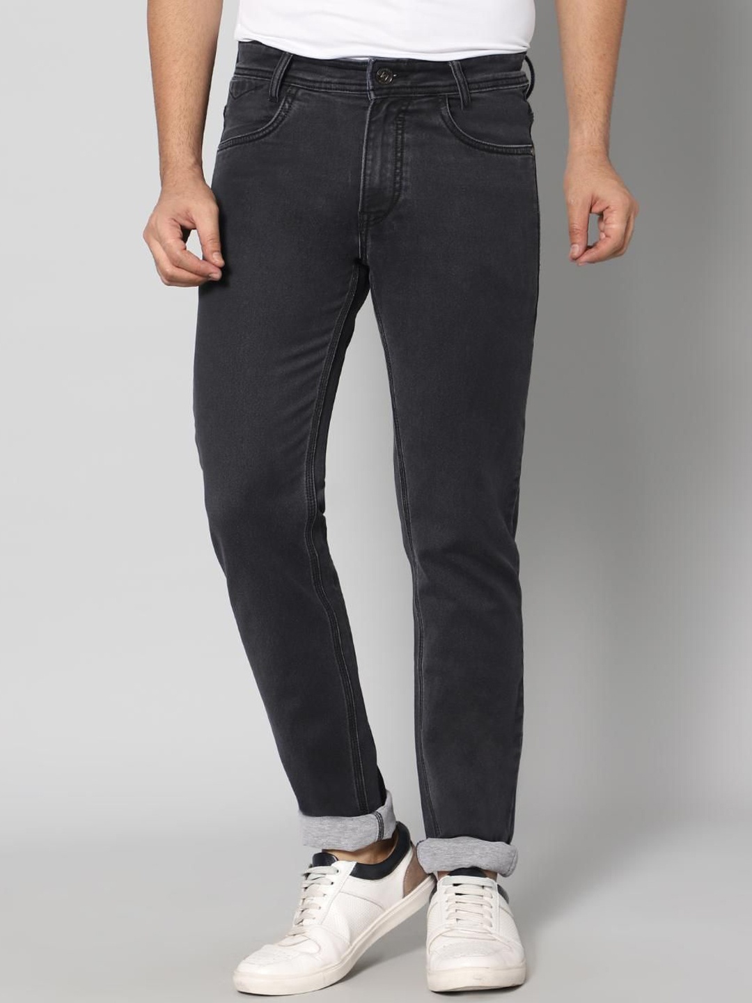 

RJ Denim Men Slim Fit Low Distress Stretchable Jeans, Black