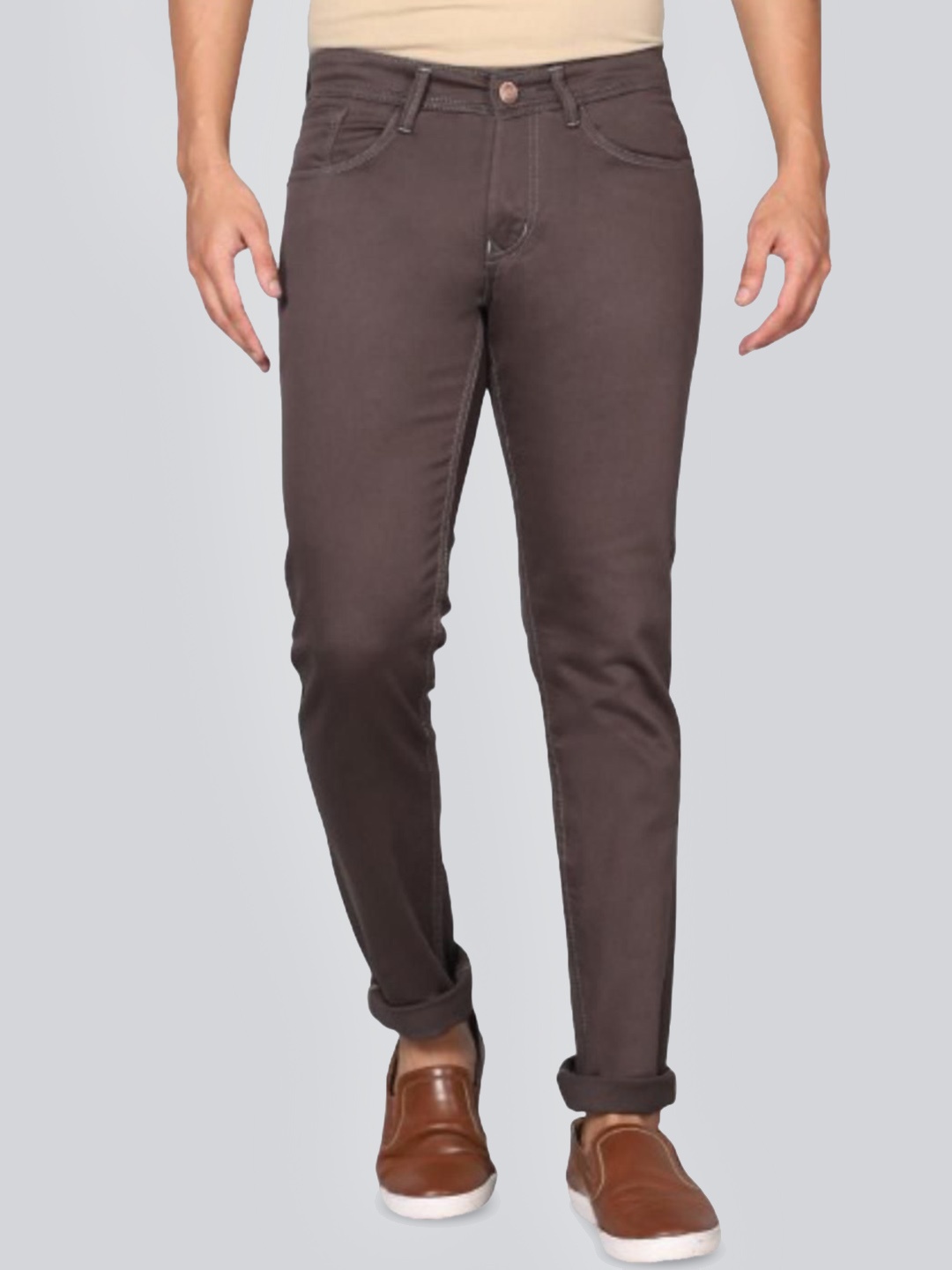 

RJ Denim Men Solid Mid-Rise Slim Fit Stretchable Jeans, Grey
