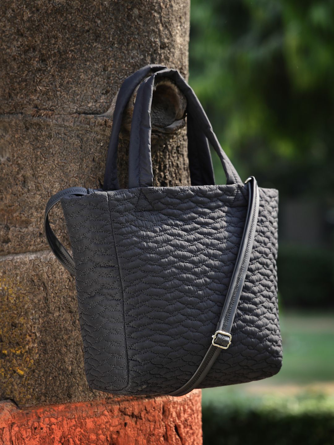 

Anekaant Textured Structured Sling Bag, Black