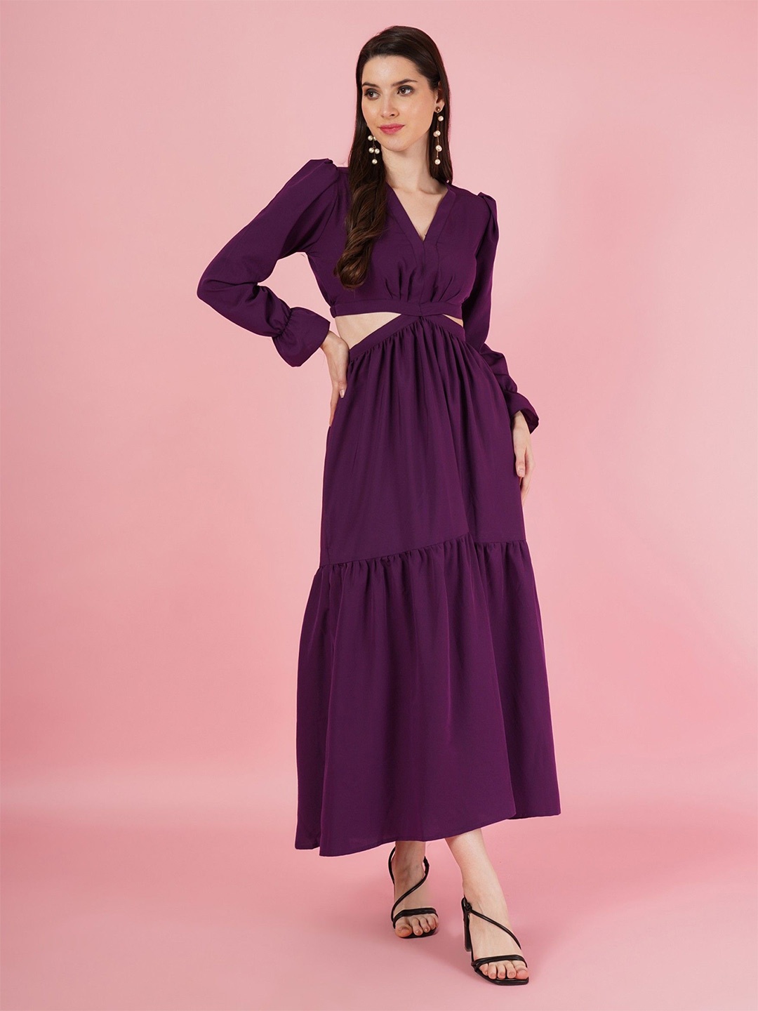 

Femvy Cut-Out Detailed Tiered Maxi Dress, Magenta