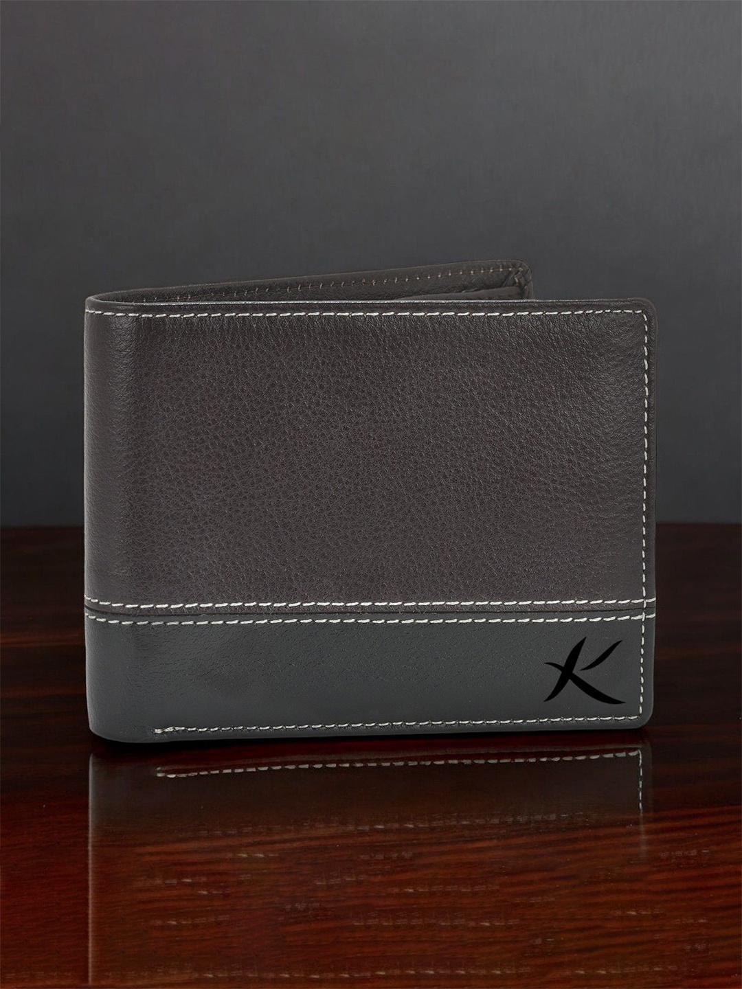 

Kastner Men Textured Leather Two Fold Wallet With RFID Blocking, Brown