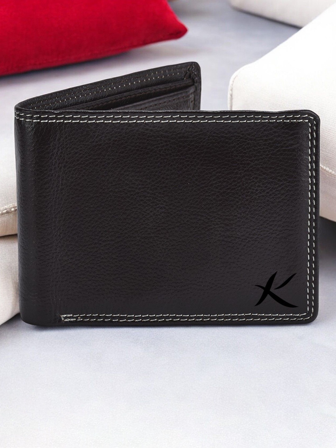 

Kastner Men Textured Leather Two Fold Wallet With RFID Blocking, Black