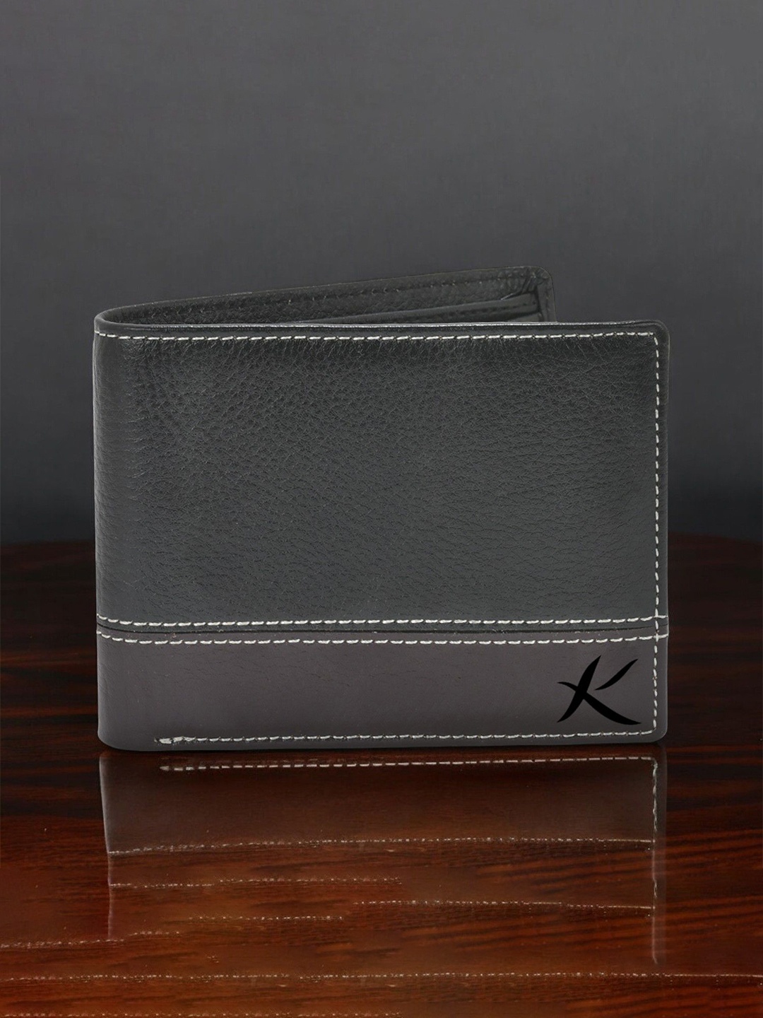 

Kastner Men Textured Leather Two Fold Wallet, Black