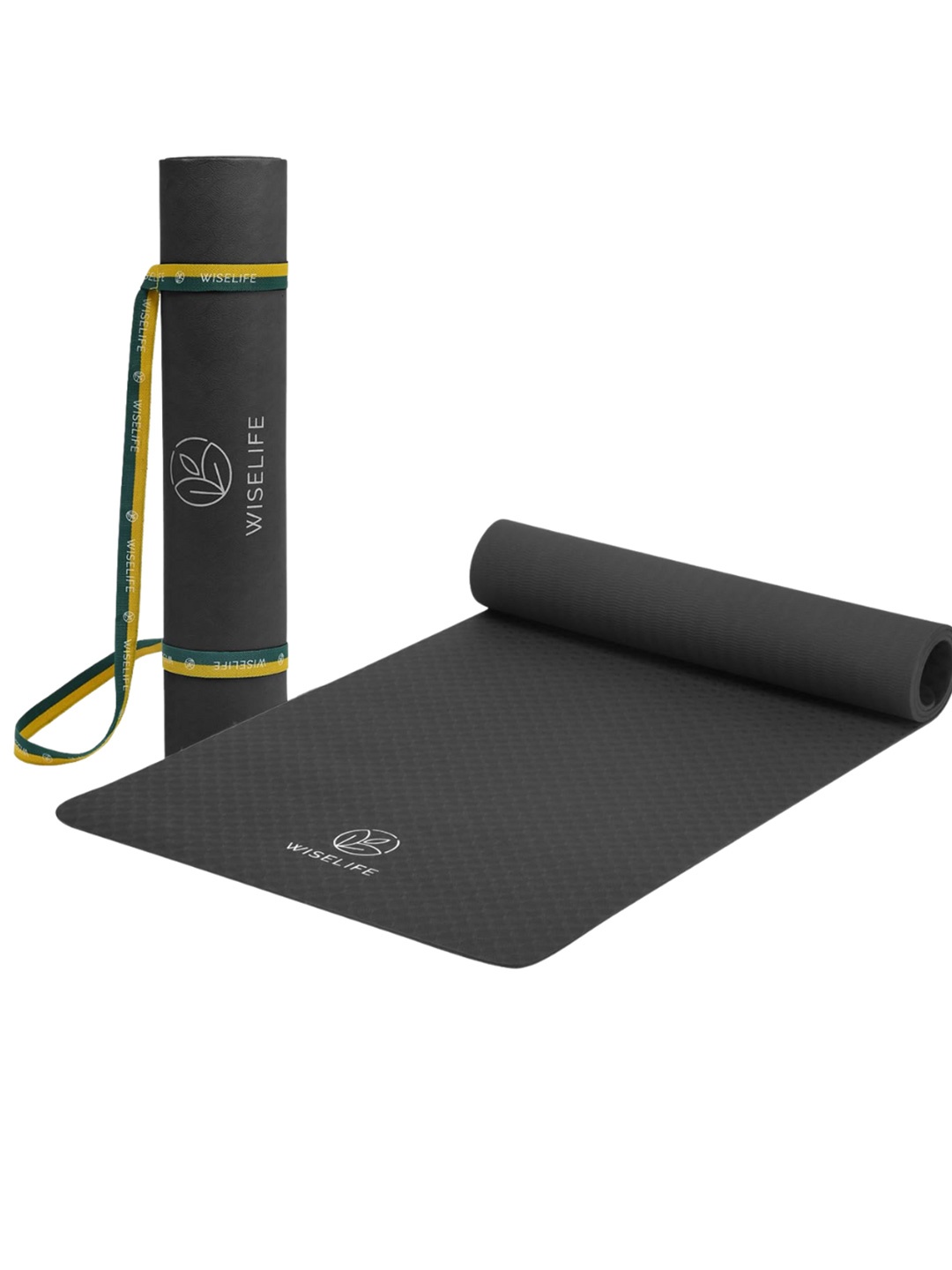 

WiseLife Black Rectangular Anti-Skid Yoga Mat With Sleek Strap