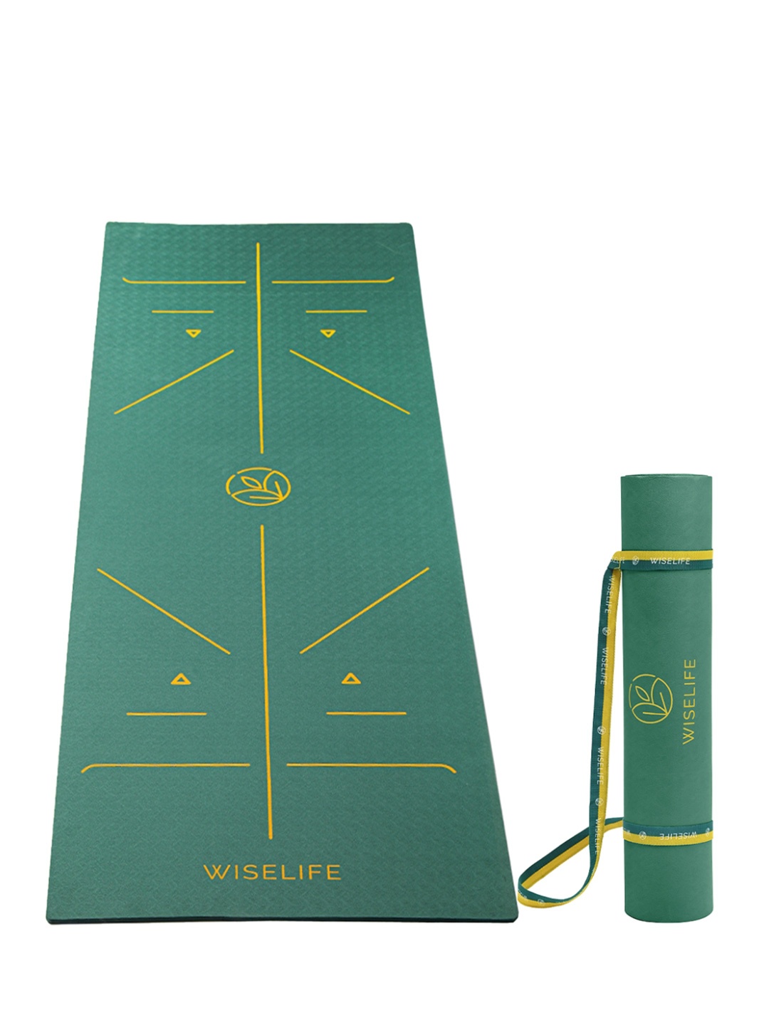 

WiseLife Green & Gold Toned Printed Rectangular Anti-Skid Yoga Mat With Sleek Strap