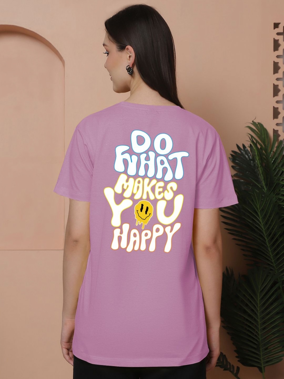 

Friskers Women Graphic Printed Round Neck Cotton Oversized T-Shirt, Purple