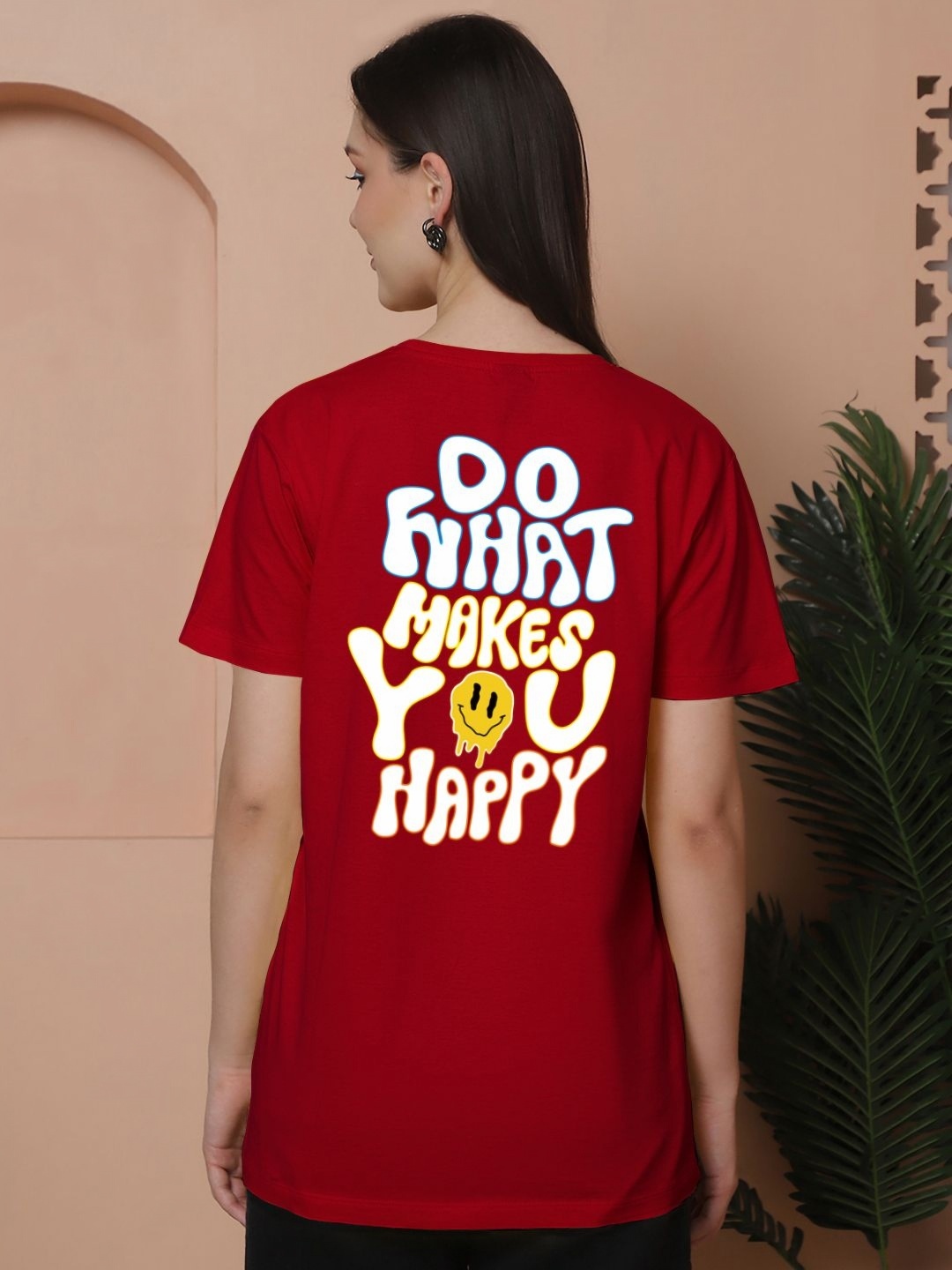 

Friskers Women Graphic Printed Round Neck Cotton Oversized T-Shirt, Red