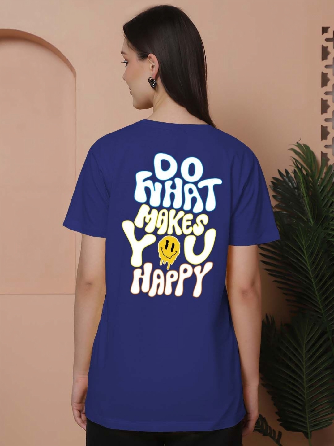 

Friskers Women Graphic Printed Round Neck Cotton Oversized T-Shirt, Blue