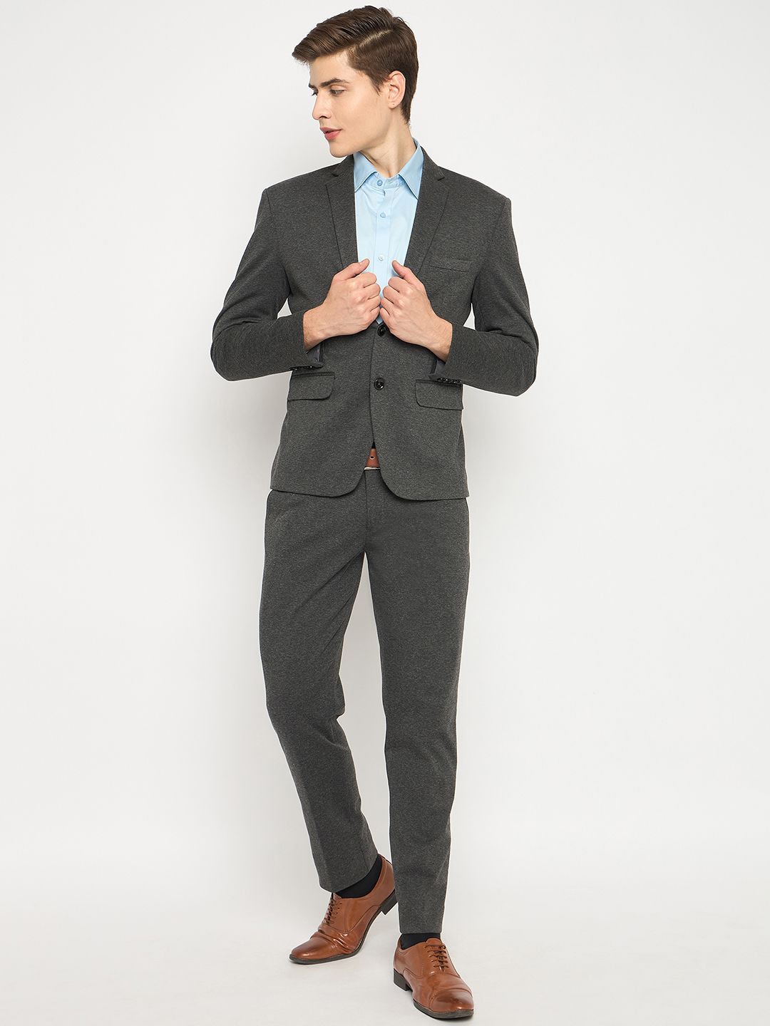 

Club York Men Single-Breasted Formal Suit, Charcoal