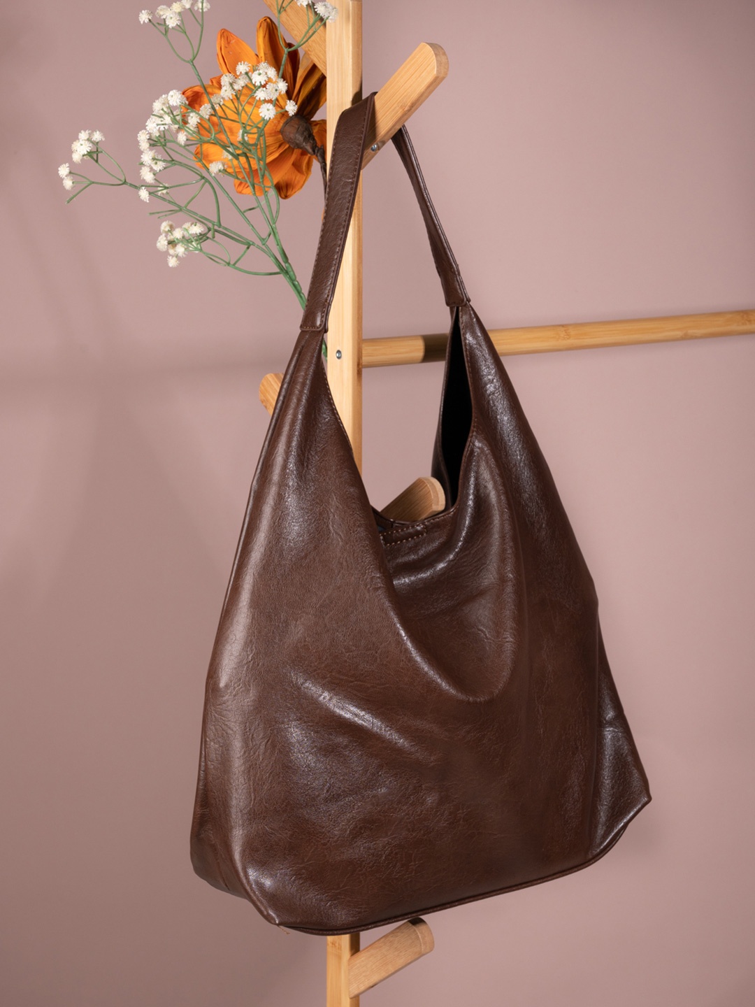 

Styli PU Structured Hobo Bag with Pouch, Brown