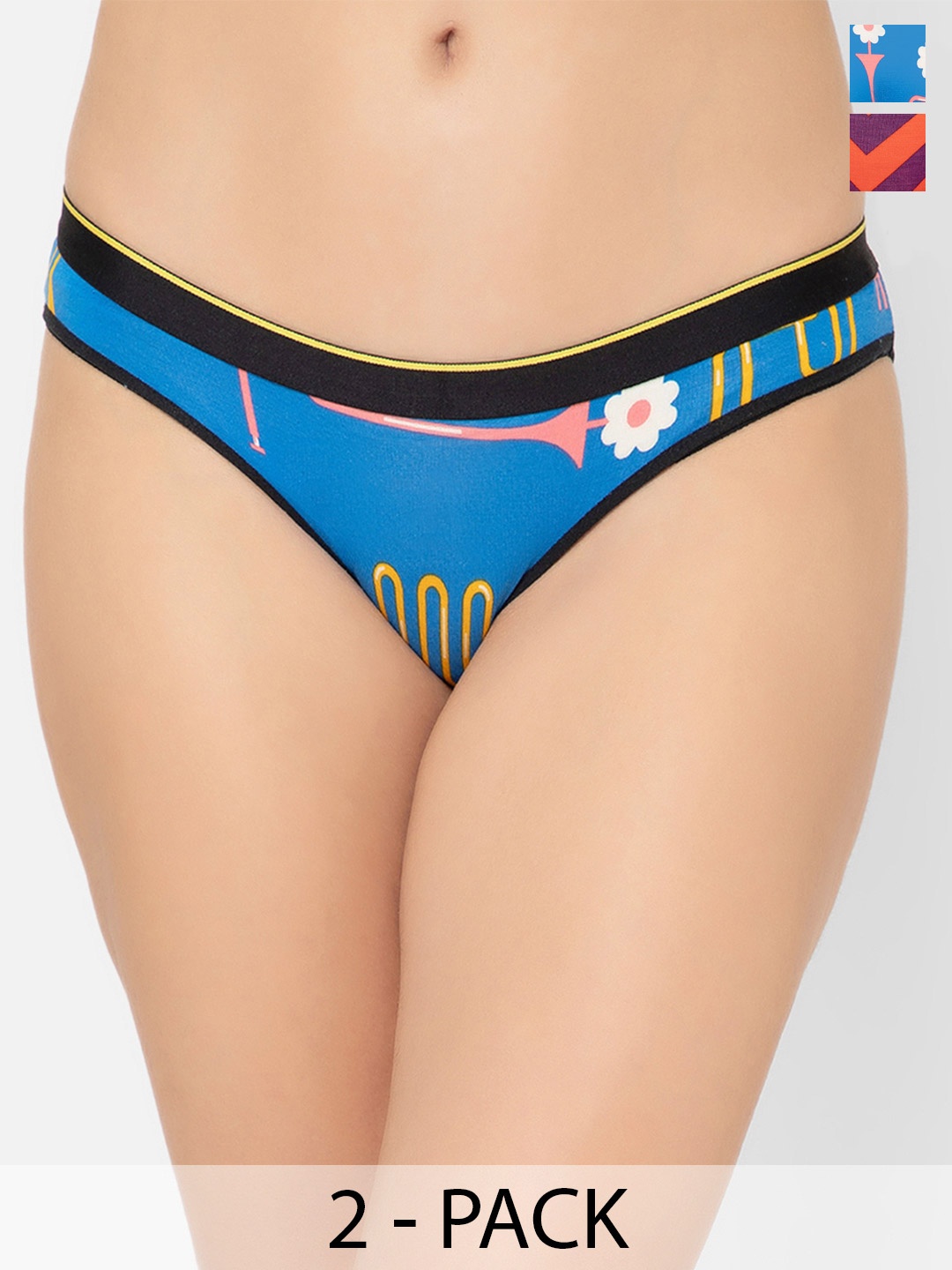 

bummer Women Pack of 2 Mid-Rise Bikini Seamless Briefs, Blue