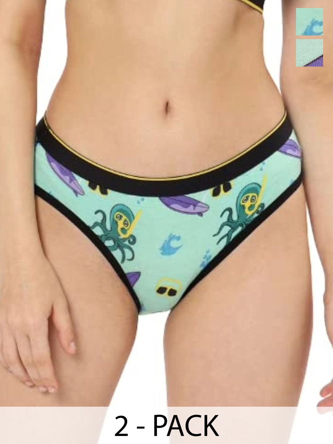 

bummer Pack of 2 Mid-Rise Bikini Seamless Briefs BISEC02S, Green