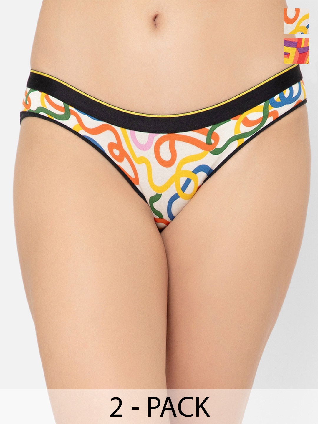 

bummer Women Pack Of 2 Printed Bikini Briefs BISTBR02S, White