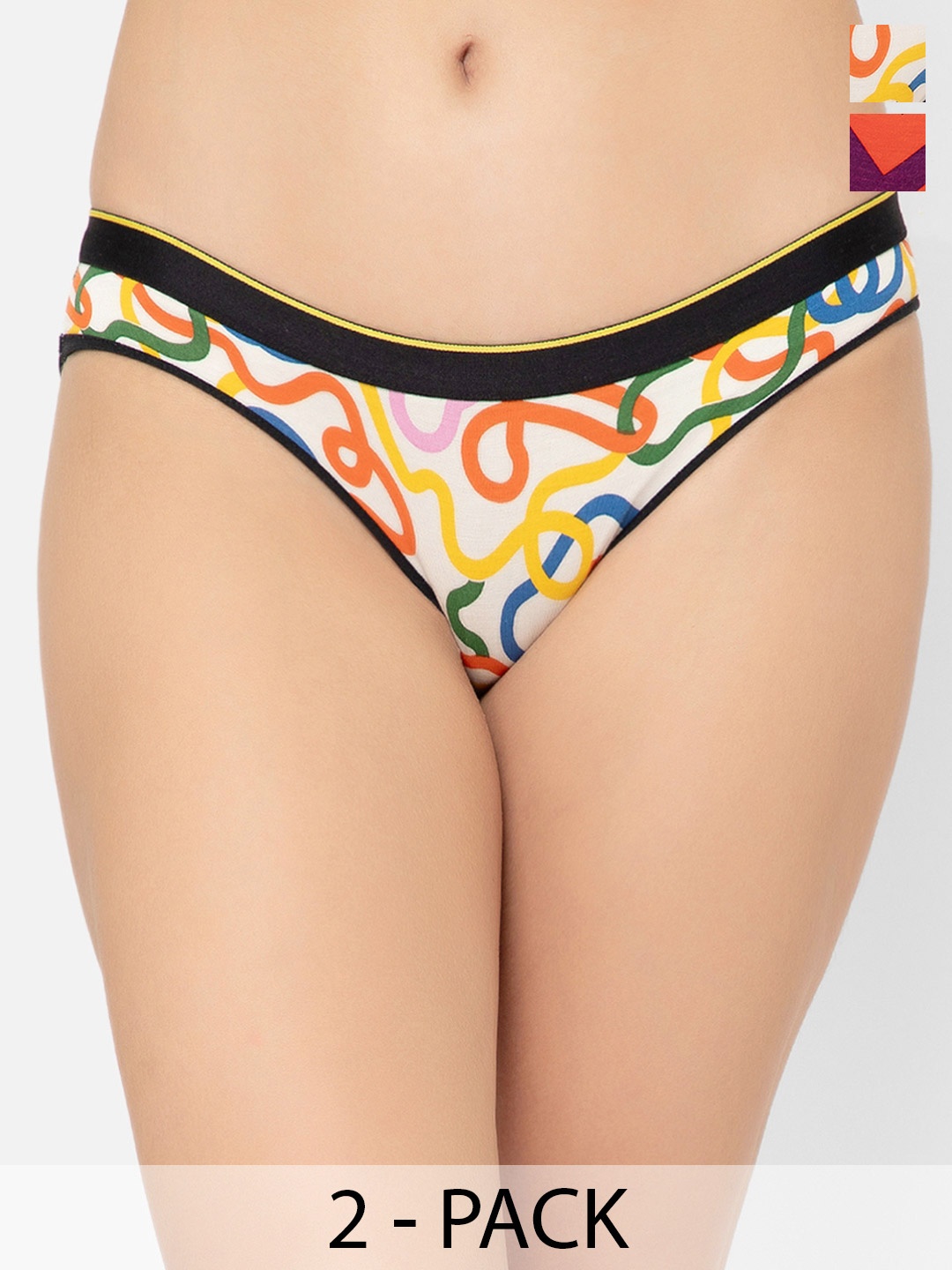 

bummer Pack Of 2 Printed Bikini Briefs BISTCH02S, White