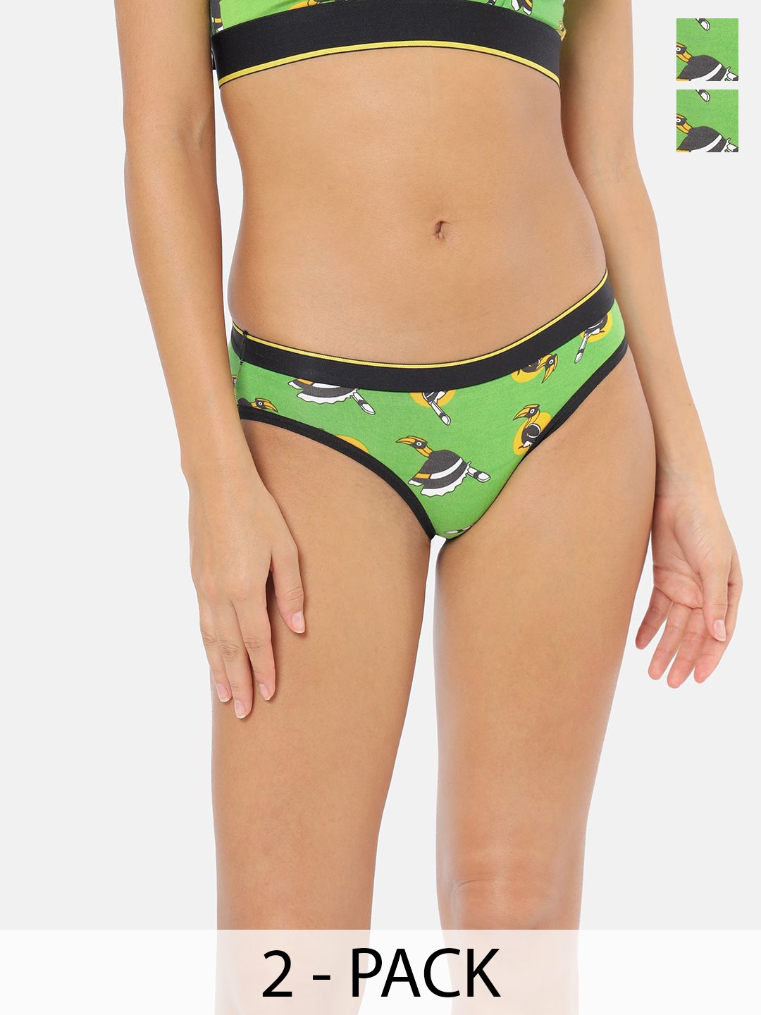 

bummer Women Printed 2-Pcs Mid-Rise Bikini Briefs BICLI02S, Green