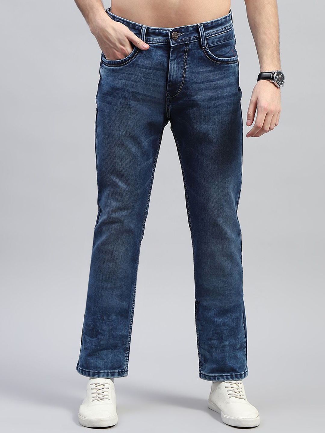 

Monte Carlo Men Solid Straight Fit Jeans, Blue