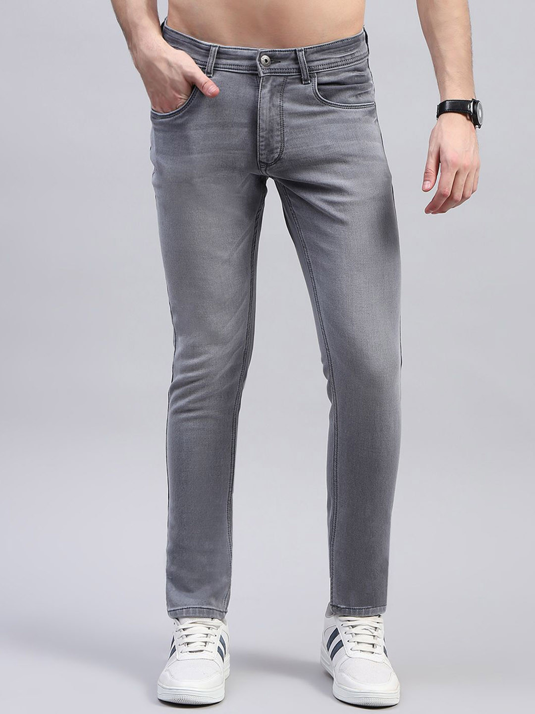

Monte Carlo Men Skinny Fit Heavy Fade Jeans, Grey