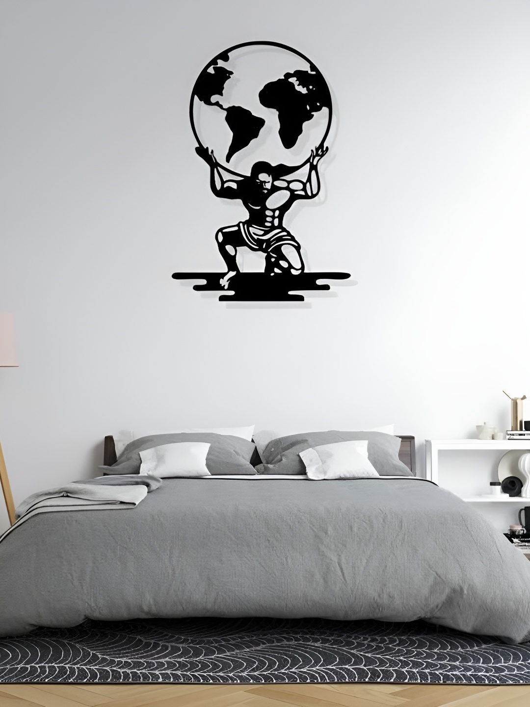

ARTROOMS Black Atlas Holding Metal Wall Decor