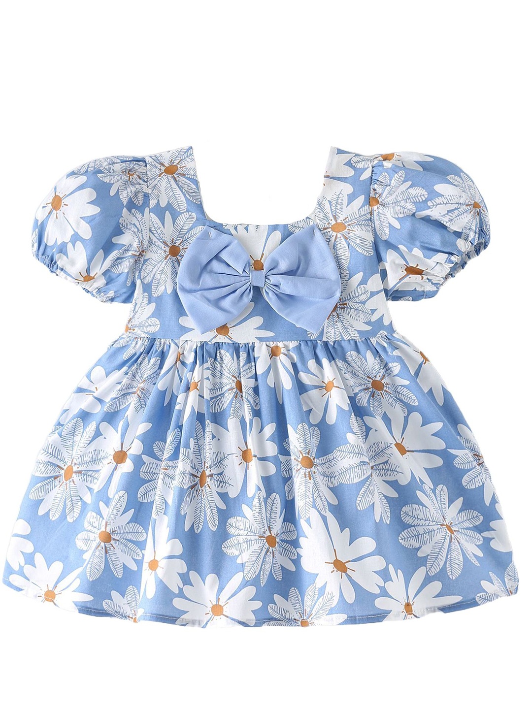 

StyleCast x Revolte Girls Floral Print Puff Sleeve Georgette Fit & Flare Dress, Blue
