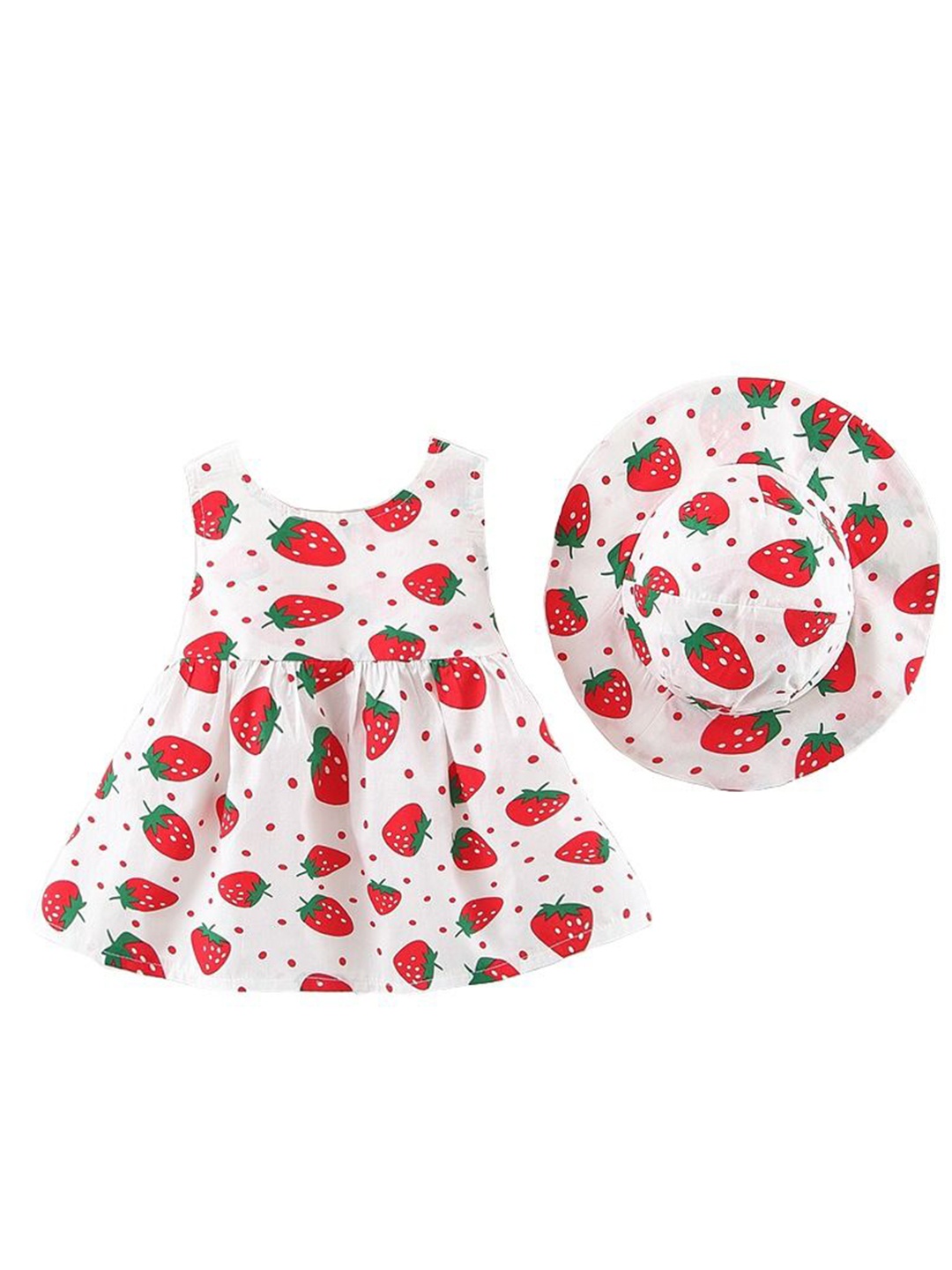 

StyleCast x Revolte Girls Print Georgette Fit & Flare Dress With Hat, Red