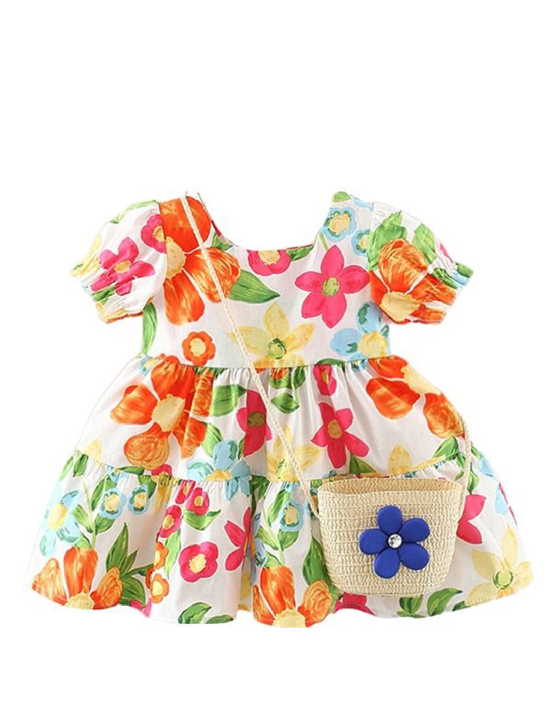 

StyleCast x Revolte Girls Floral Printed Georgette Fit & Flare Dress, Orange