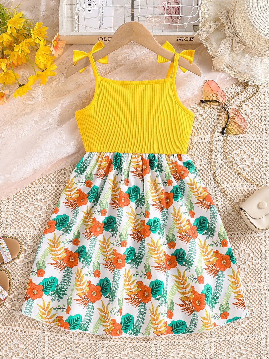 

StyleCast x Revolte Girls Floral Printed Fit & Flare Dress, Yellow