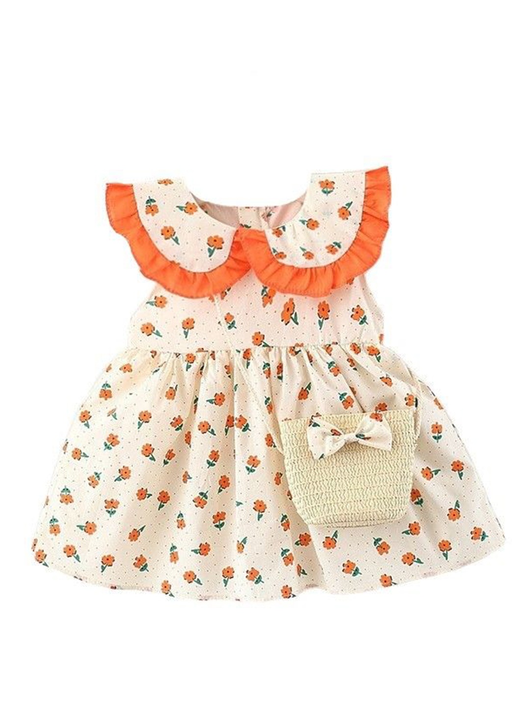 

StyleCast x Revolte Girls Printed Georgette Fit & Flare Dress, Orange