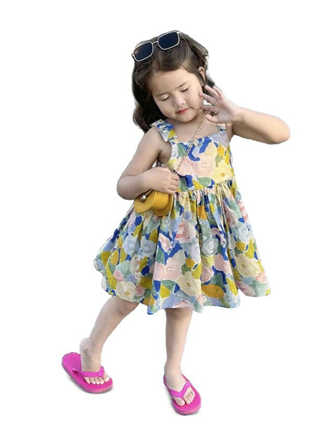 

StyleCast x Revolte Girls Floral Printed Chiffon Fit & Flare Dress, Yellow