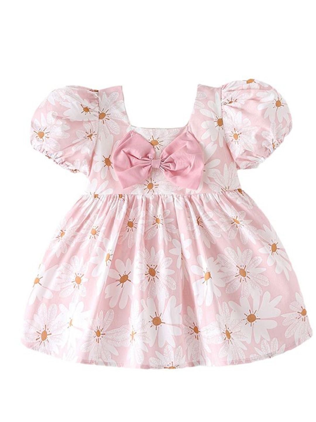 

StyleCast x Revolte Girls Floral Print Puff Sleeve Fit and Flare Dress, Pink