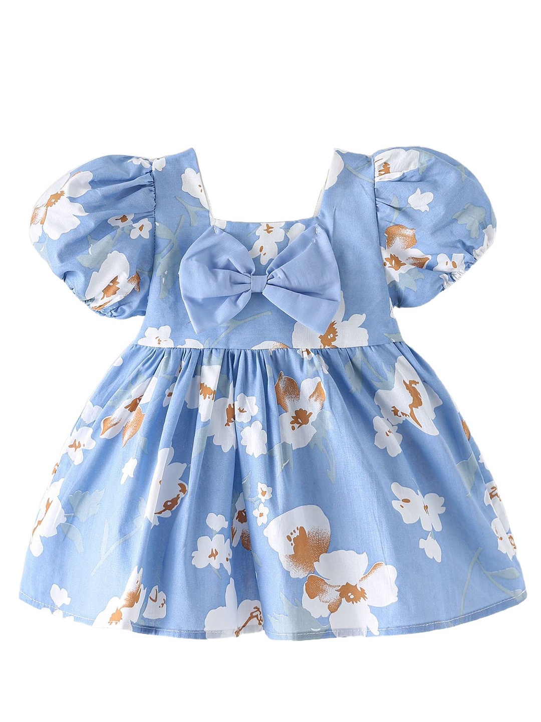 

StyleCast x Revolte Girls Floral Printed Puff Sleeve Georgette Fit & Flare Dress, Blue