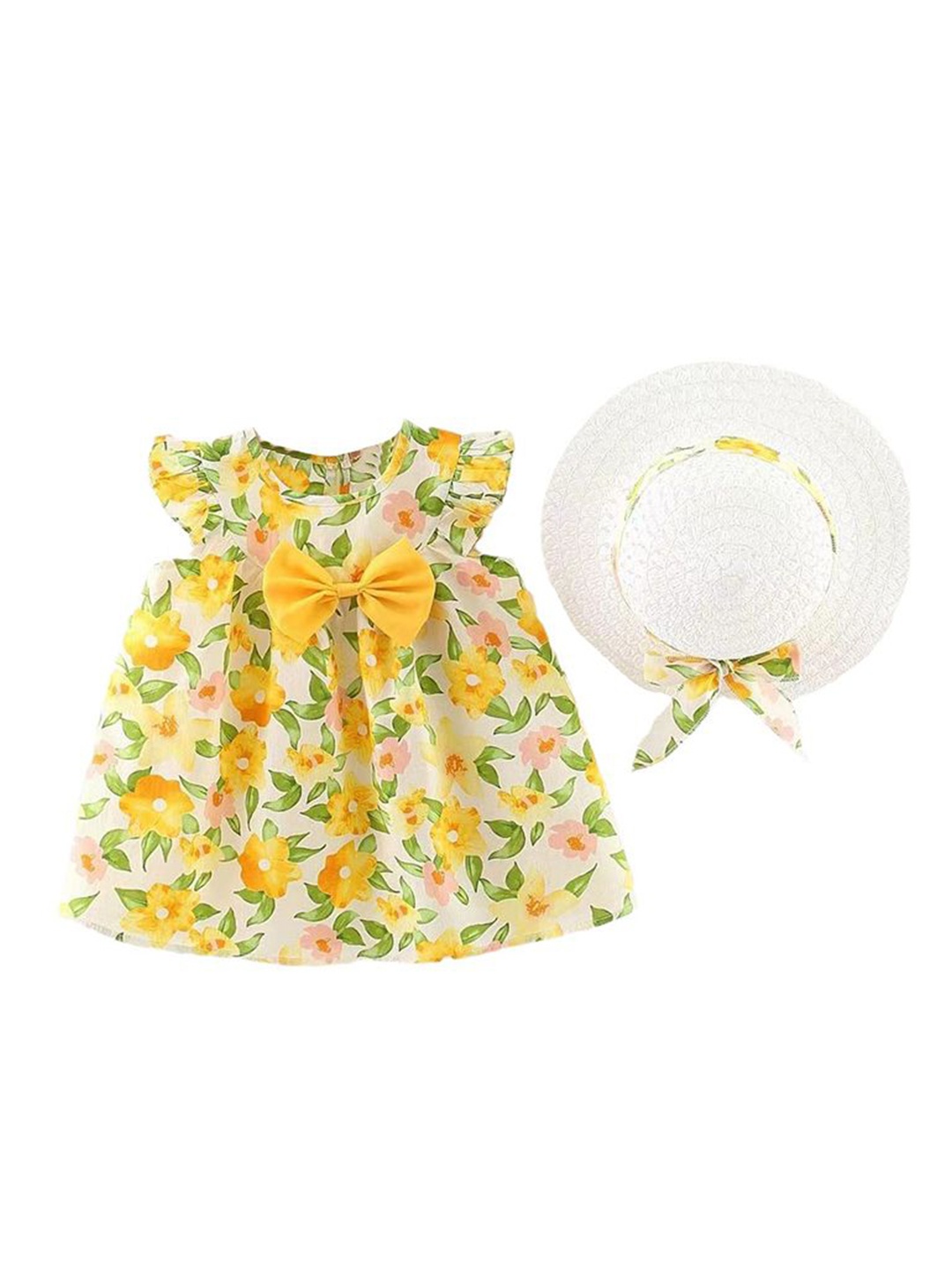 

StyleCast x Revolte Girls Floral Printed Georgette A-Line Dress, Yellow