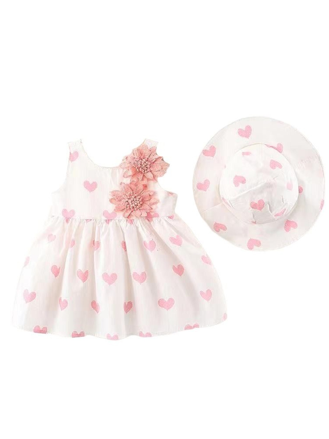 

StyleCast x Revolte Girls Floral Printed Fit & Flare Dress With Hat, Pink