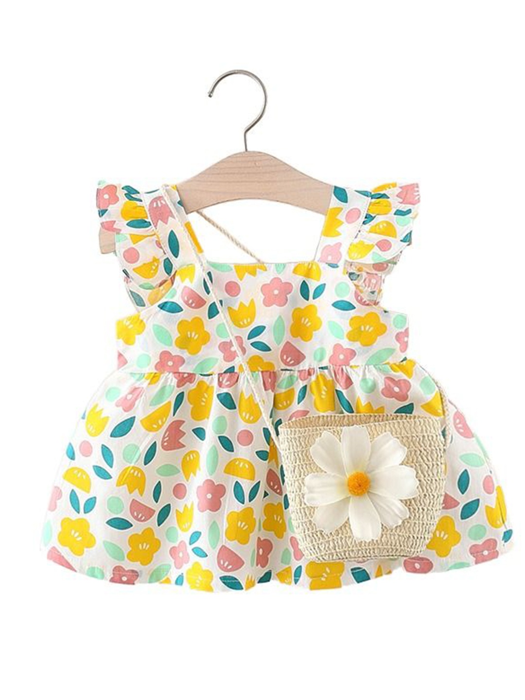 

StyleCast x Revolte Girls Printed Flutter Sleeve Fit & Flare Mini Dress, Yellow