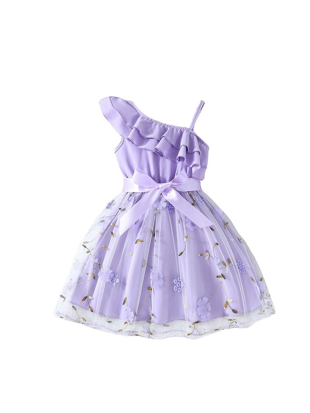 

StyleCast x Revolte Floral Ruffled Net Fit & Flare Dress, Purple