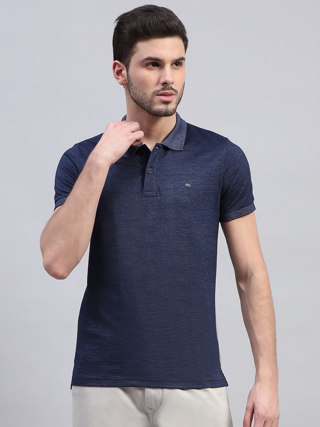 

Monte Carlo Men Solid Polo Collar Cotton T-Shirt, Blue