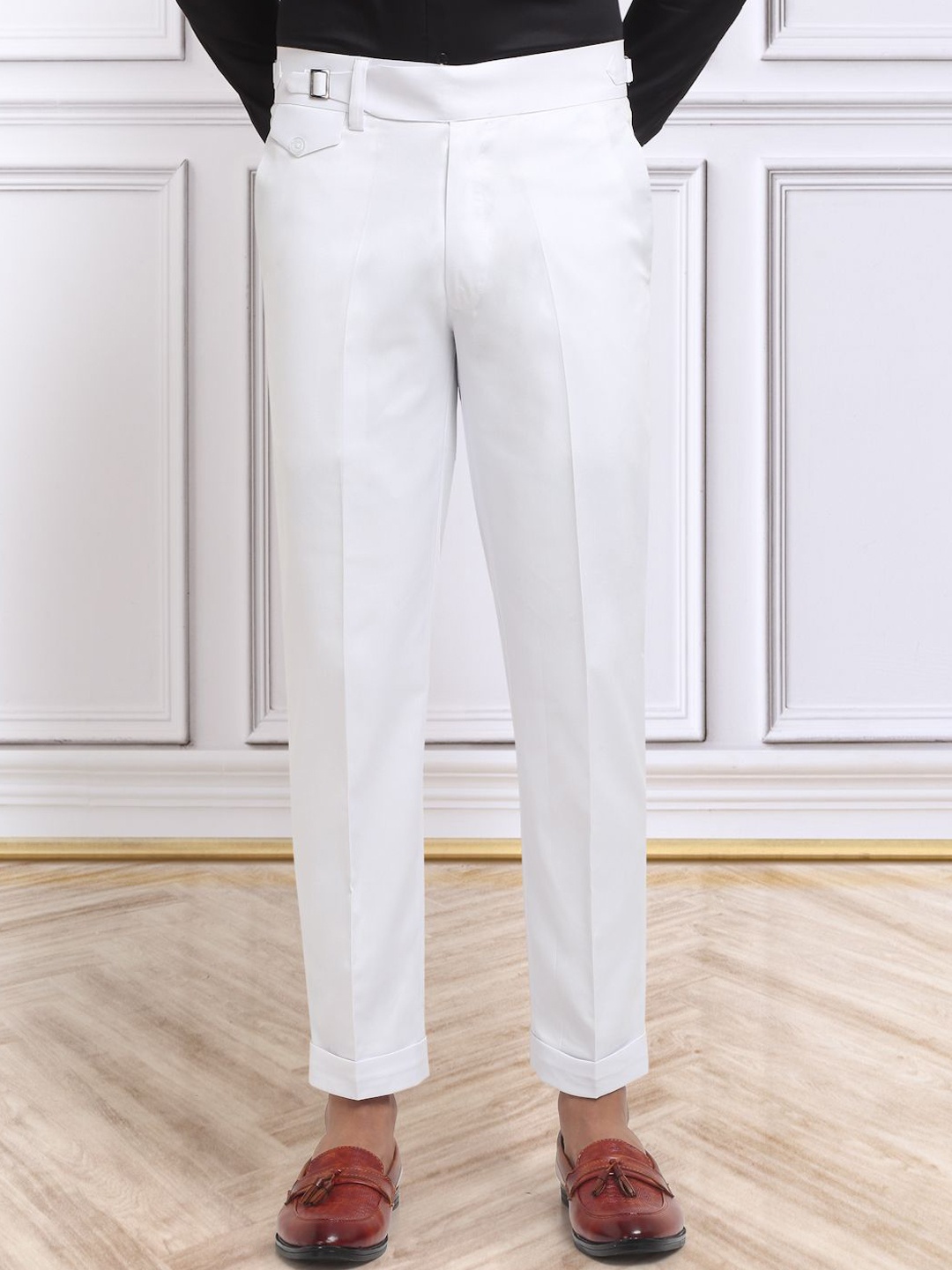 

KLOTTHE Men Italian Gurkha Pants, White