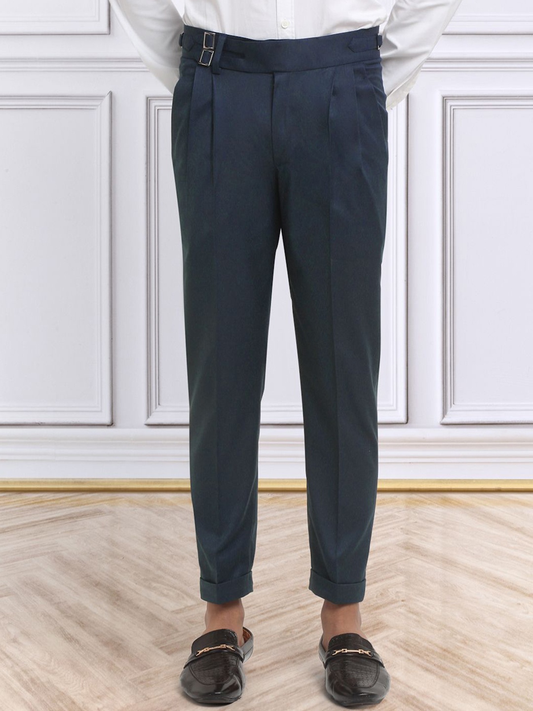 

KLOTTHE Men Italian Gurkha Pants, Navy blue