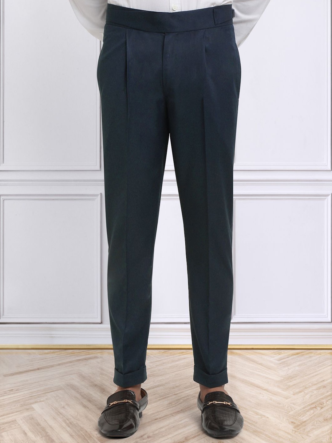 

KLOTTHE Men Italian Gurkha Pants, Navy blue