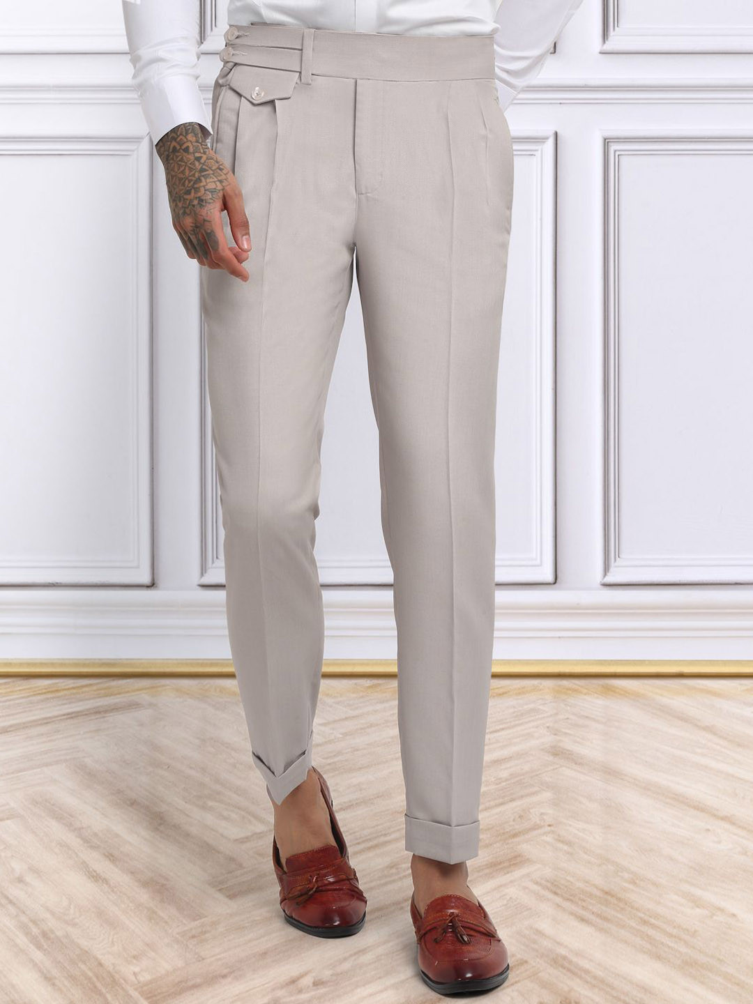 

KLOTTHE Men Italian Gurkha Pants, Beige