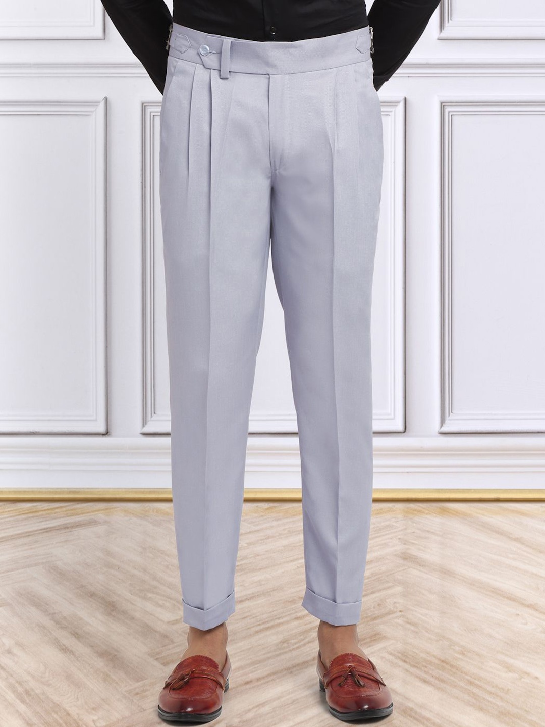 

KLOTTHE Men Italian Gurkha Pants, Grey