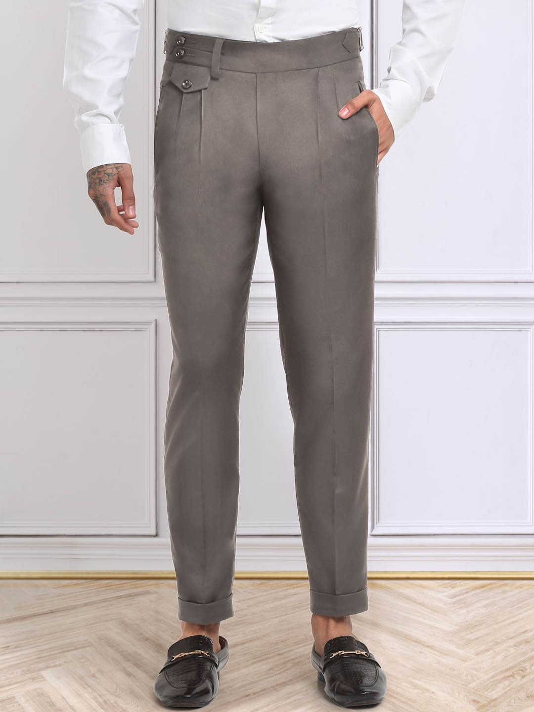 

KLOTTHE Men Italian Gurkha Pants, Brown