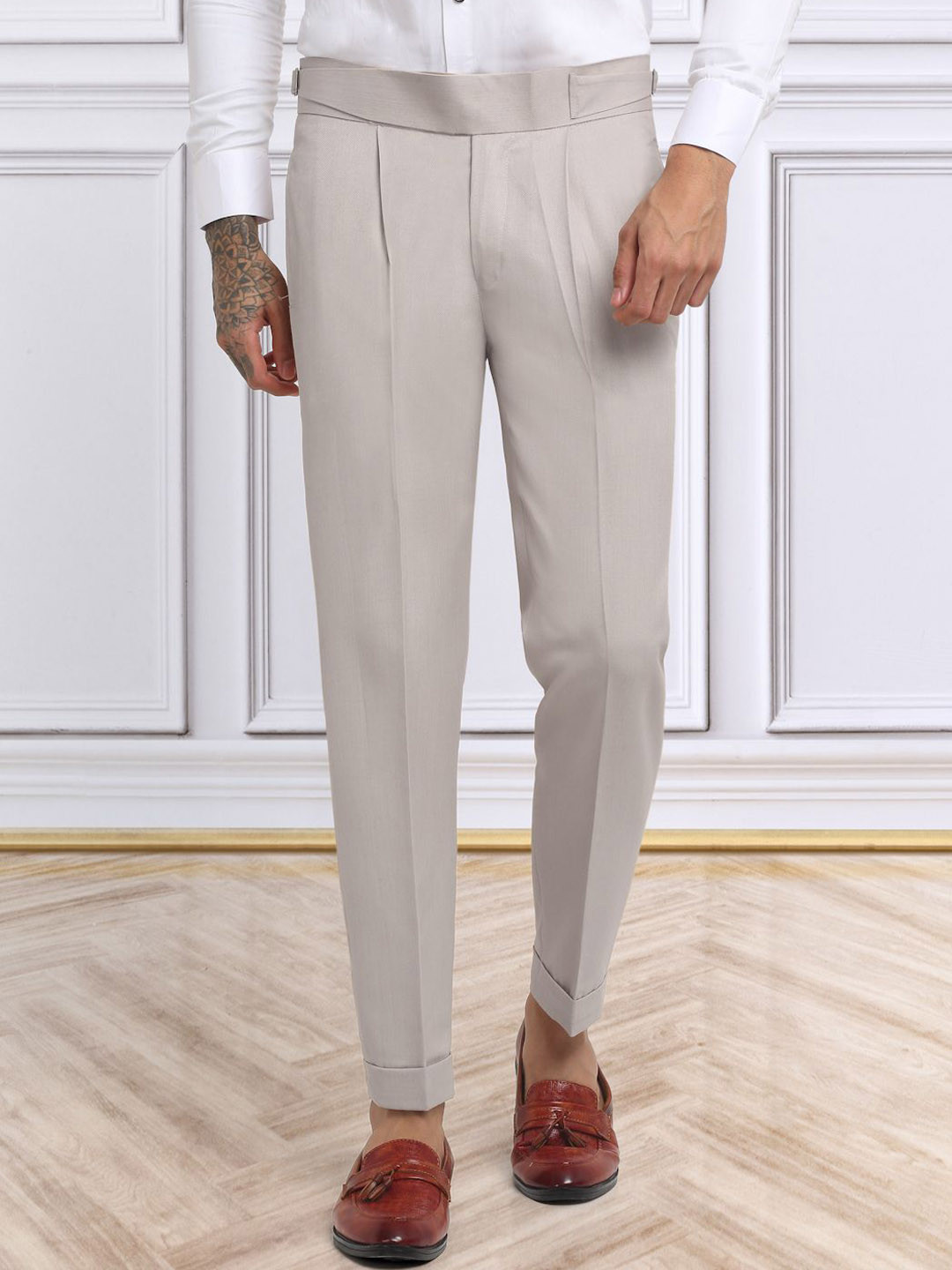 

KLOTTHE Men Italian Gurkha Pants, Beige