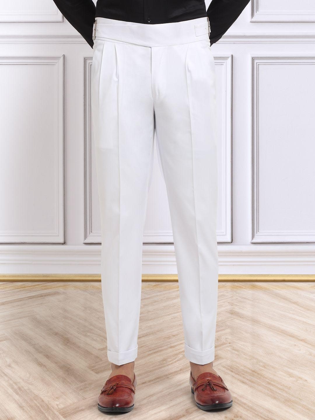 

KLOTTHE Men Italian Gurkha Pants, White