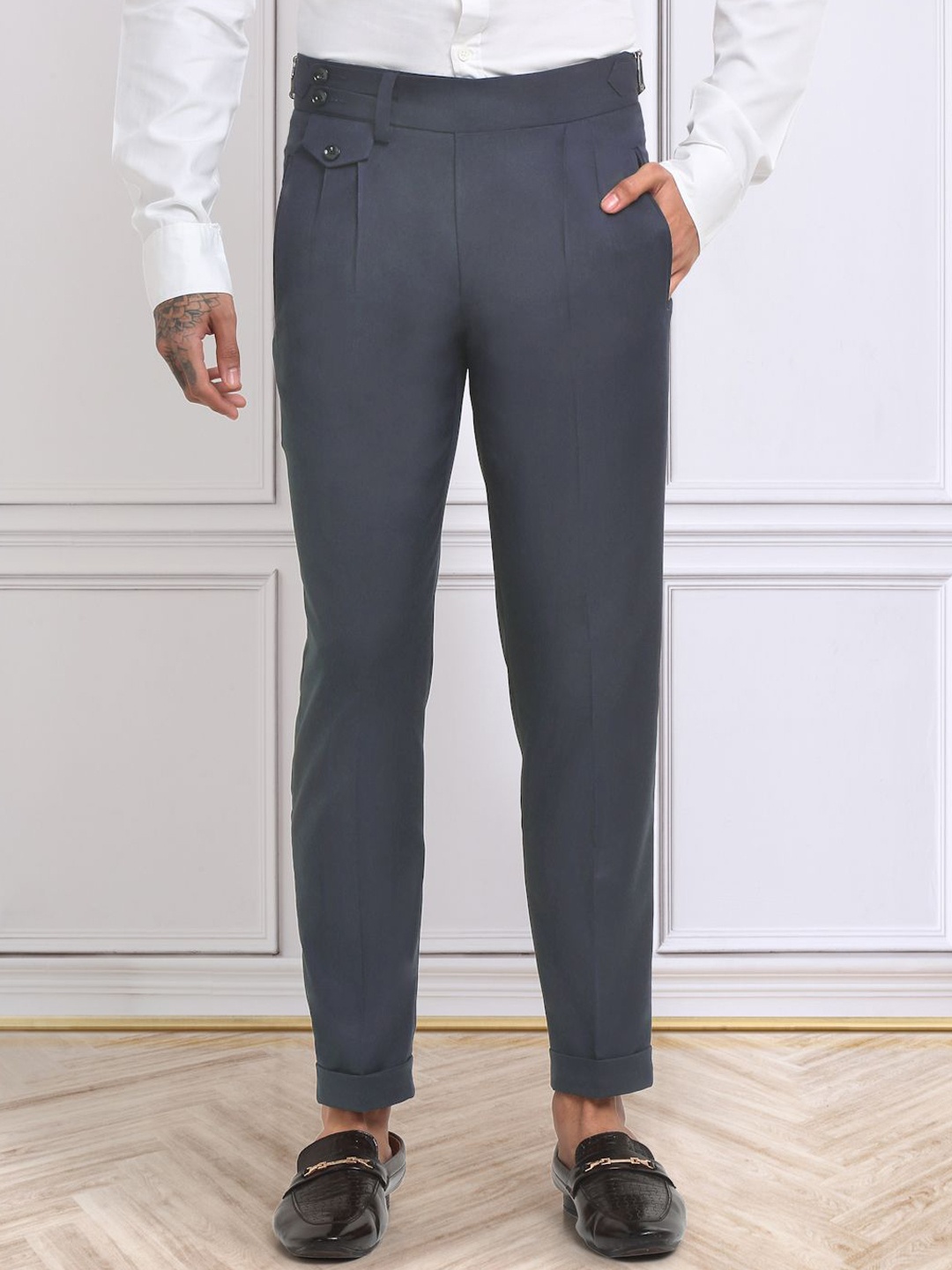 

KLOTTHE Men Italian Gurkha Pants, Black