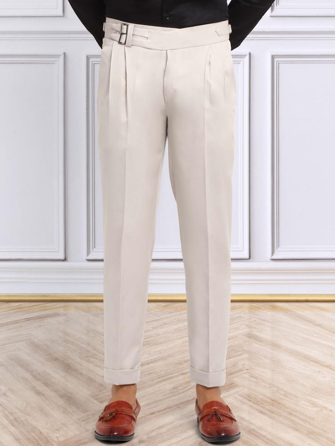 

KLOTTHE Men Italian Gurkha Pants, Cream