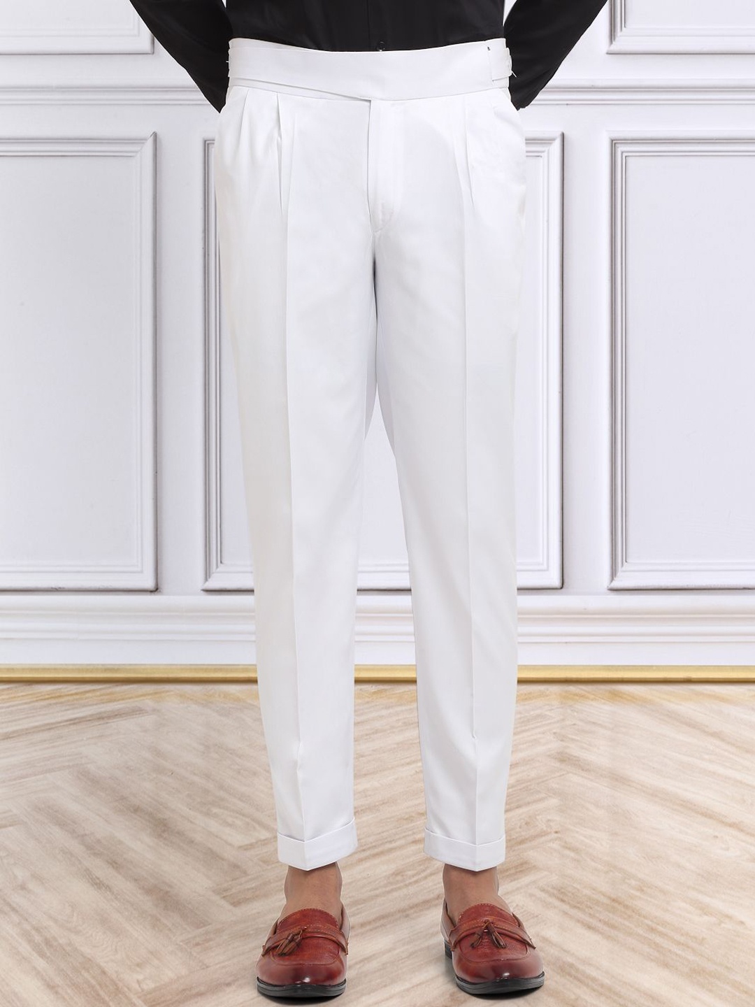 

KLOTTHE Men Italian Gurkha Pants, White