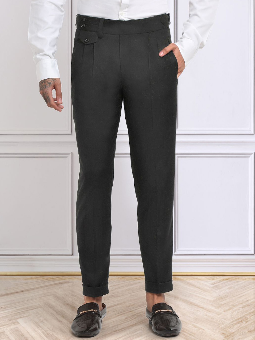 

KLOTTHE Men Italian Gurkha Pants, Black