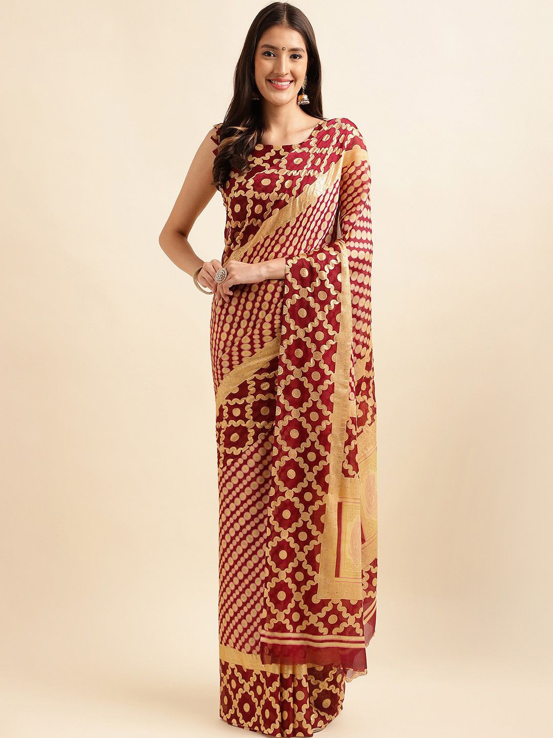

Ishin Woven Design Zari Saree, Magenta