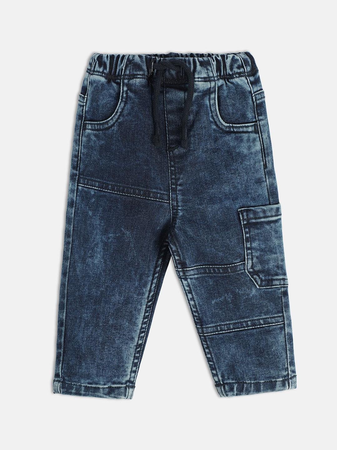 

MINI KLUB Boys Mid Rise Clean Look Regular Fit Light Fade Cropped Jeans, Black