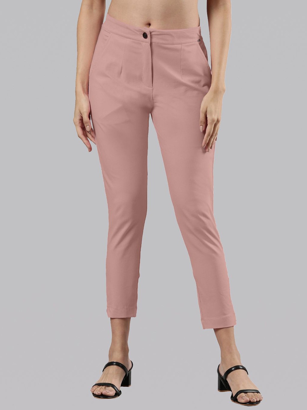 

Femmora Women Mid-Rise Comfort Trousers, Rose